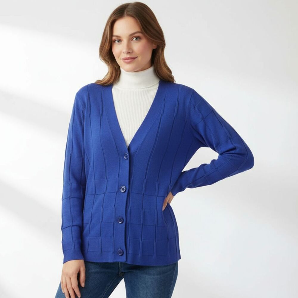 Emporio Armani Blue Long Sleeve Button Front Cardigan Sweater 46 XL